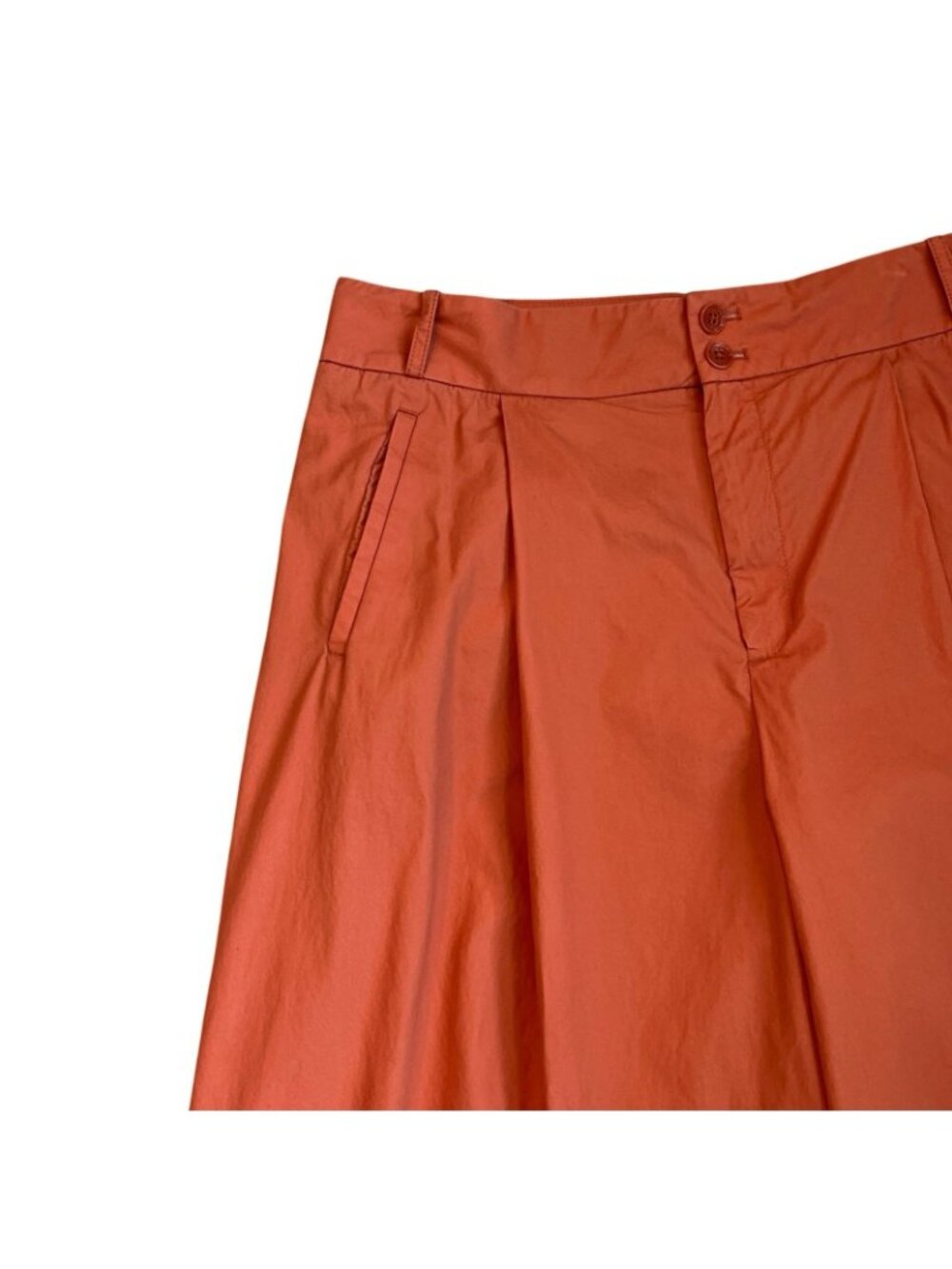 by Anthropologie Cropped Wide-Leg Trousers Culottes size 14 pleated Orange - Picture 6 of 10